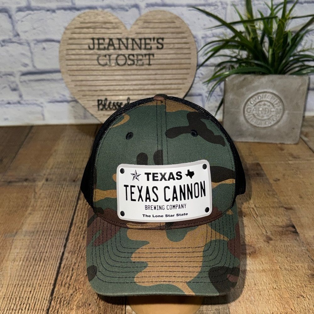 CityLocs Hat Mens One Size Camo Texas Cannon Brewing Leather Patch Snapback Cap